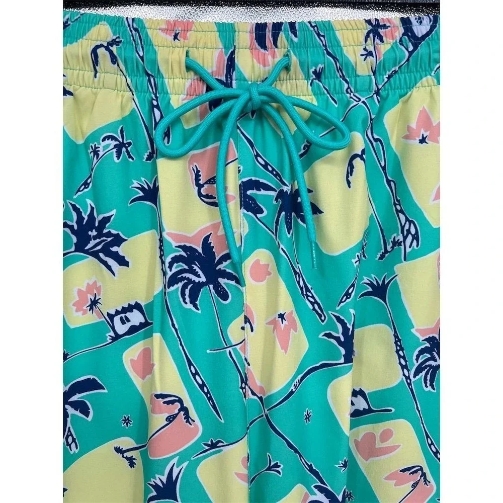 NEW Caribbean Swimwear‎ Men's 3XB Green Tropical Palm Tree Swim Trunks
